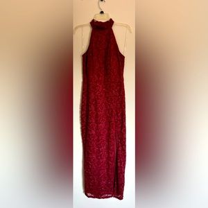 NWT brick red halter dress with slit size small